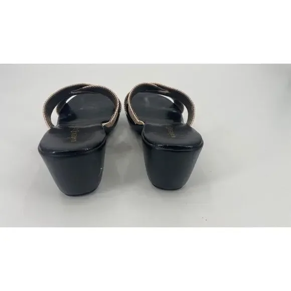 Karen Scott Strappy Sandals Size 10 M Gold Metallic Low Wedge Heel Shoes - Picture 5 of 8